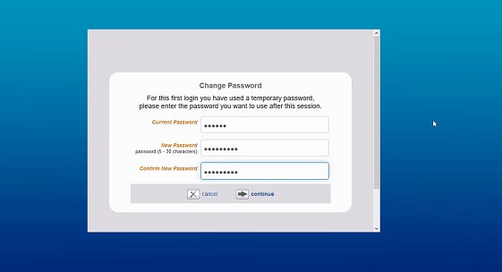 Screenshot of Change Password field